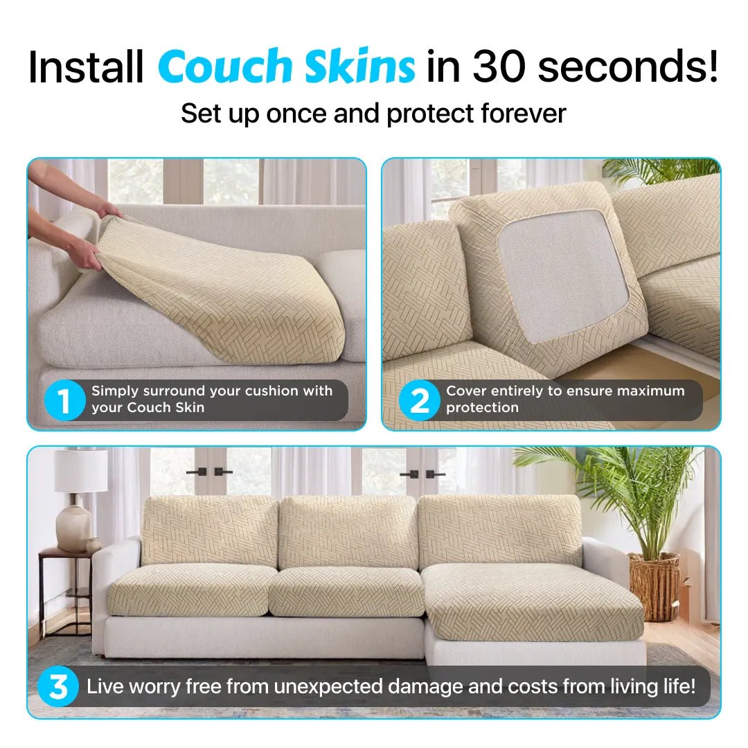 Dog Couch Cushion Covers (Pet Fur, Scratching, Allergens, Accidents) - Couch Skins