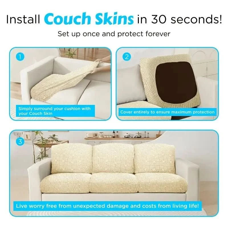 Dog Couch Cushion Covers (Pet Fur, Scratching, Allergens, Accidents) - Couch Skins